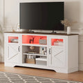 Meuble TV de ferme avec lumières LED, portes en verre, plusieurs options de couleurs