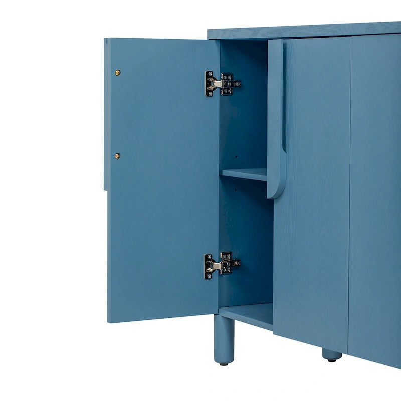 Buffet bahut 4 portes en bois de frêne avec poignées en arc, finition naturelle