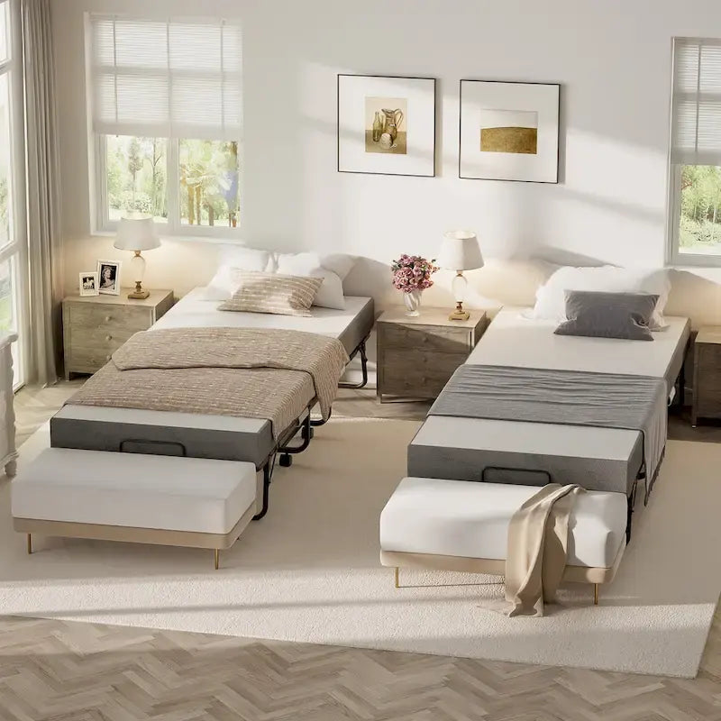 Lit d'appoint pliant avec matelas en mousse à mémoire de forme et roulettes, noir