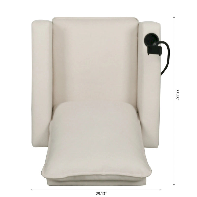Fauteuil inclinable beige avec porte-téléphone et porte-gobelet