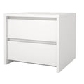 Table de chevet blanche très brillante à 2 tiroirs avec cadre en bois de noyer d'Amérique