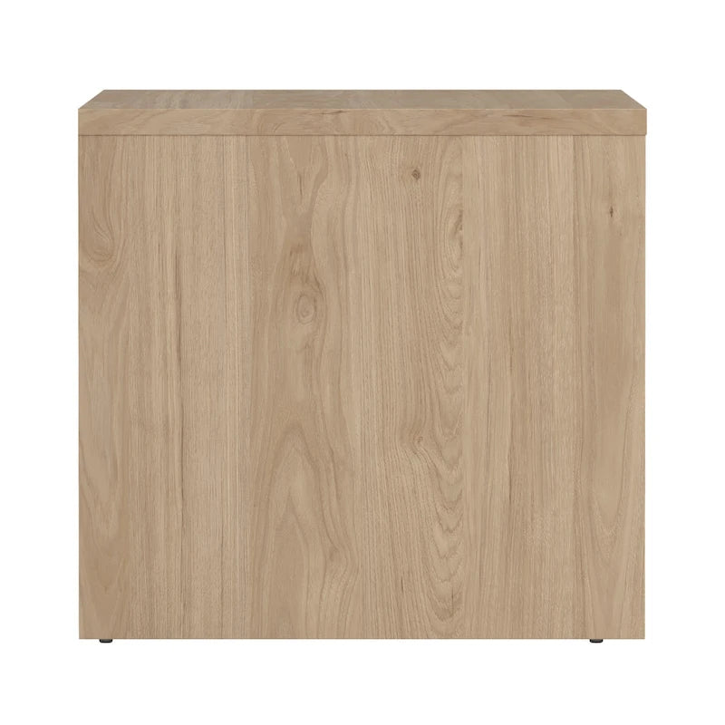 Table de chevet blanche très brillante à 2 tiroirs avec cadre en bois de noyer d'Amérique
