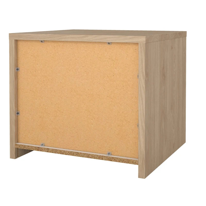 Table de chevet blanche très brillante à 2 tiroirs avec cadre en bois de noyer d'Amérique