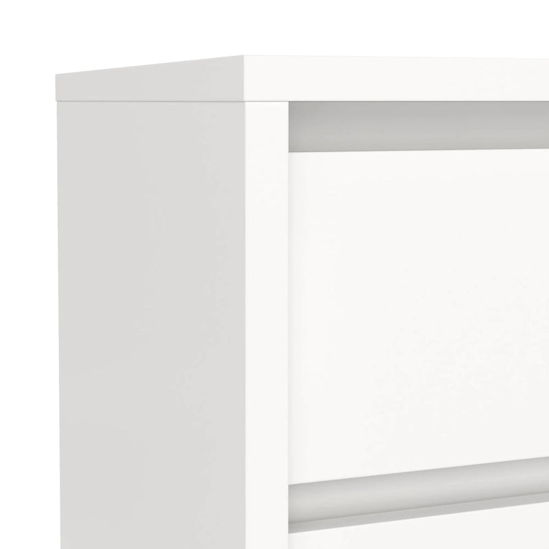 Table de chevet blanche très brillante à 2 tiroirs avec cadre en bois de noyer d'Amérique