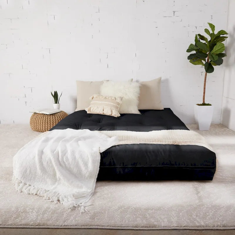 Matelas futon de sol japonais tufté de 6 pouces Grand format Plusieurs couleurs
