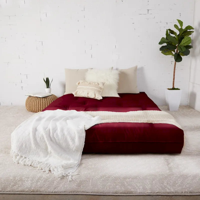 Matelas futon de sol japonais tufté de 6 pouces Grand format Plusieurs couleurs