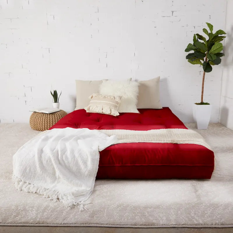 Matelas futon de sol japonais tufté de 6 pouces Grand format Plusieurs couleurs