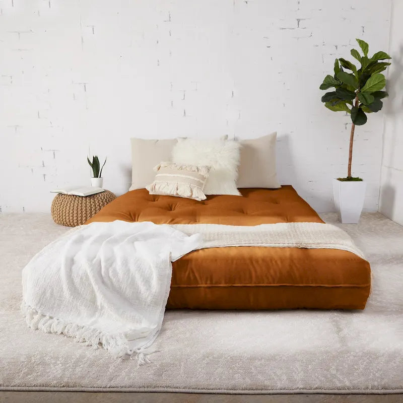 Matelas futon de sol japonais tufté de 6 pouces Grand format Plusieurs couleurs