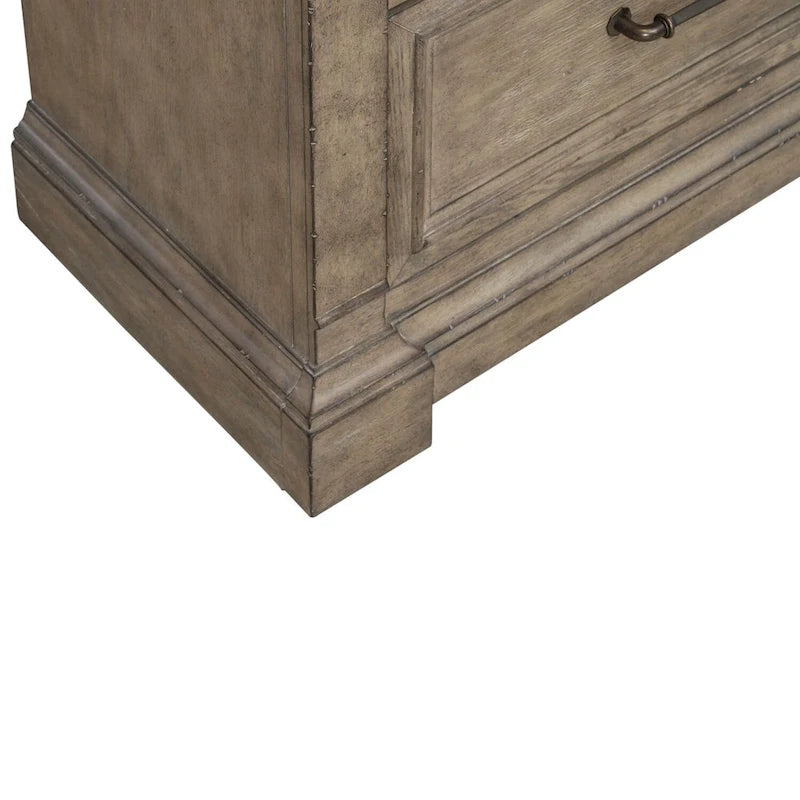 Commode de chevet Dusty Taupe à 3 tiroirs avec station de recharge intégrée