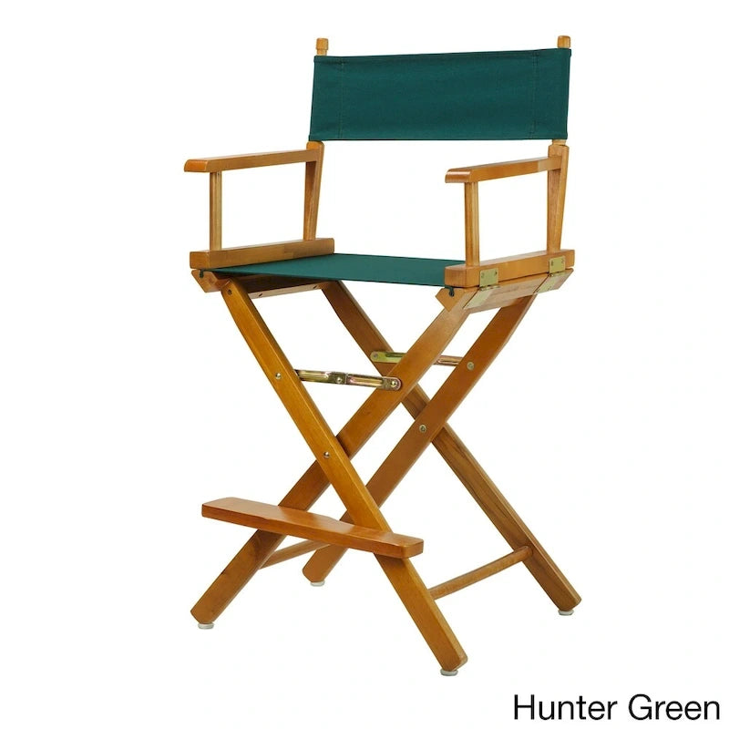 Chaise de metteur en scène pliable, hauteur comptoir, en bois massif, chêne miel multicolore