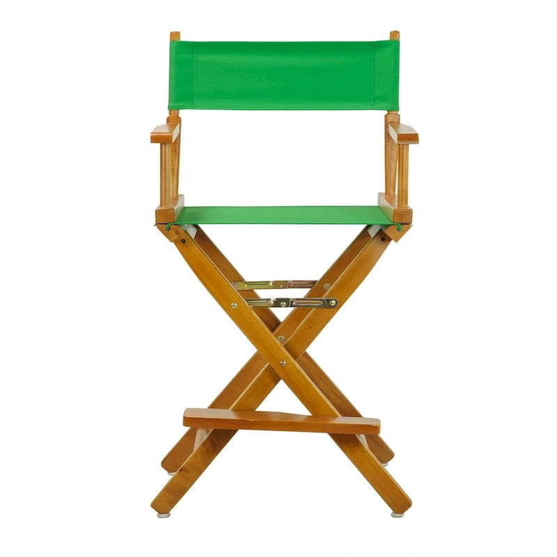 Chaise de metteur en scène pliable, hauteur comptoir, en bois massif, chêne miel multicolore