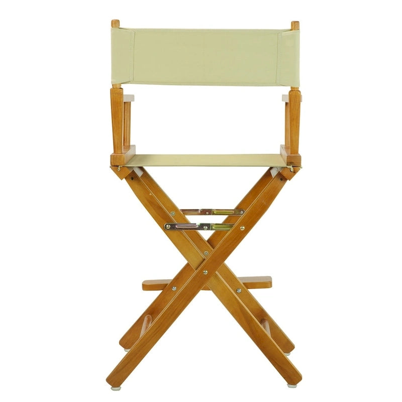 Chaise de metteur en scène pliable, hauteur comptoir, en bois massif, chêne miel multicolore