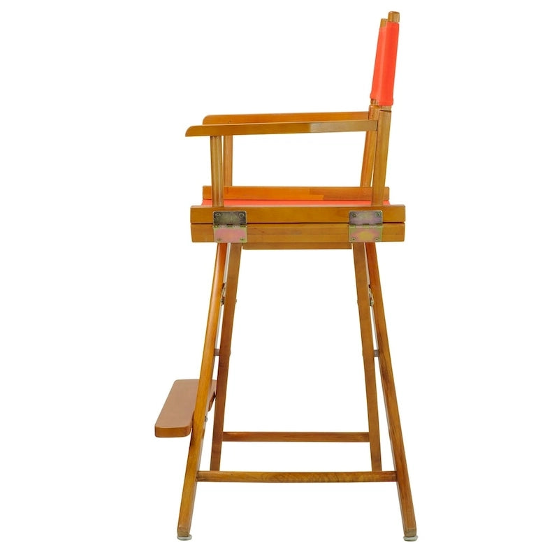 Chaise de metteur en scène pliable, hauteur comptoir, en bois massif, chêne miel multicolore