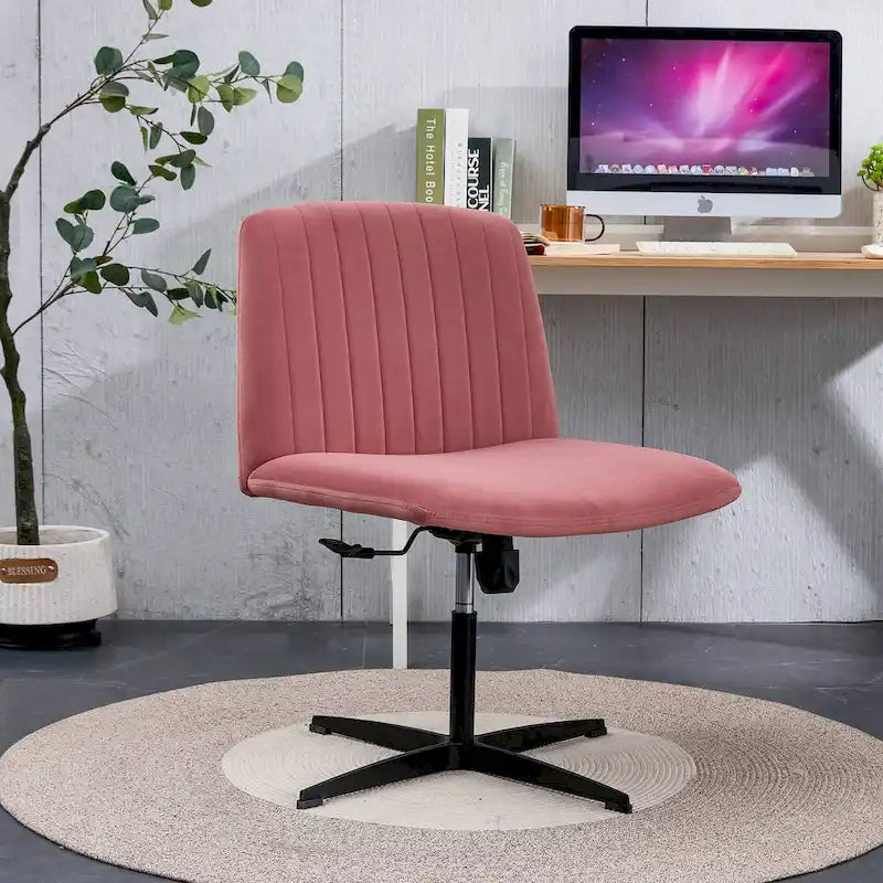 Chaise de bureau pivotante sans accoudoirs ergonomique avec dossier rayé à hauteur réglable