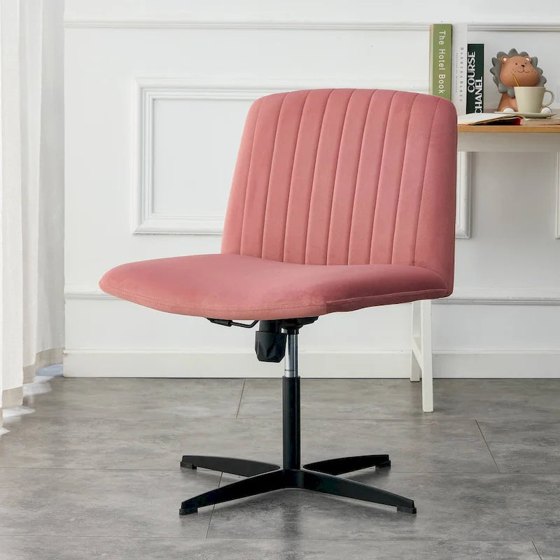 Chaise de bureau pivotante sans accoudoirs ergonomique avec dossier rayé à hauteur réglable