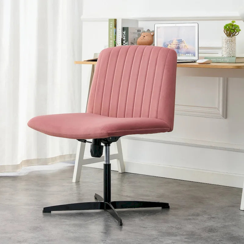 Chaise de bureau pivotante sans accoudoirs ergonomique avec dossier rayé à hauteur réglable