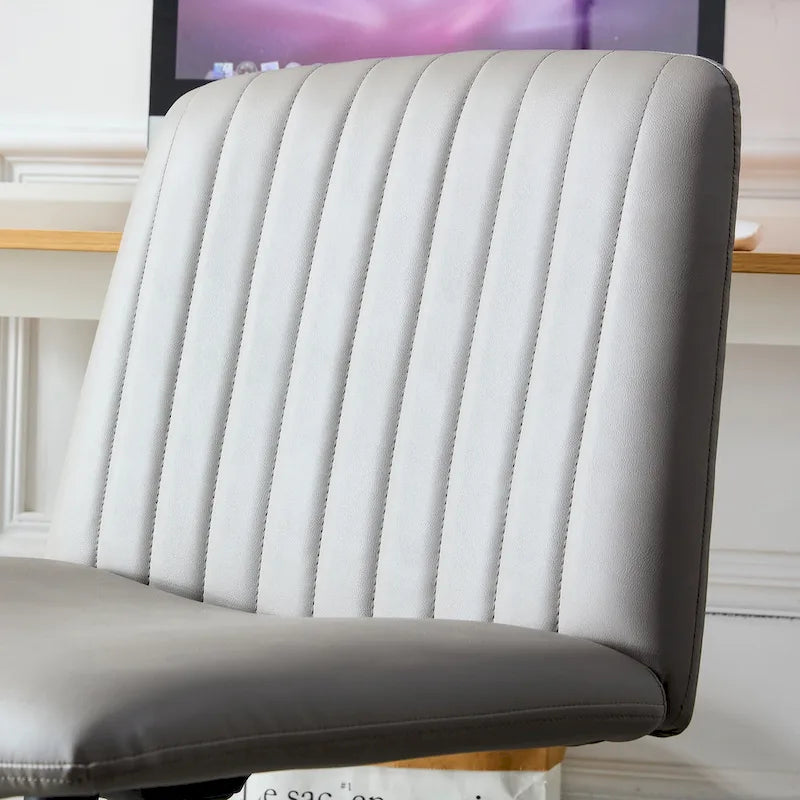 Chaise de bureau pivotante sans accoudoirs ergonomique avec dossier rayé à hauteur réglable