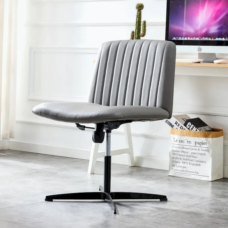 Chaise de bureau pivotante sans accoudoirs ergonomique avec dossier rayé à hauteur réglable