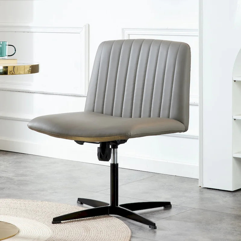 Chaise de bureau pivotante sans accoudoirs ergonomique avec dossier rayé à hauteur réglable