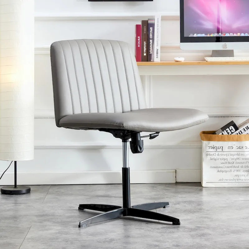Chaise de bureau pivotante sans accoudoirs ergonomique avec dossier rayé à hauteur réglable