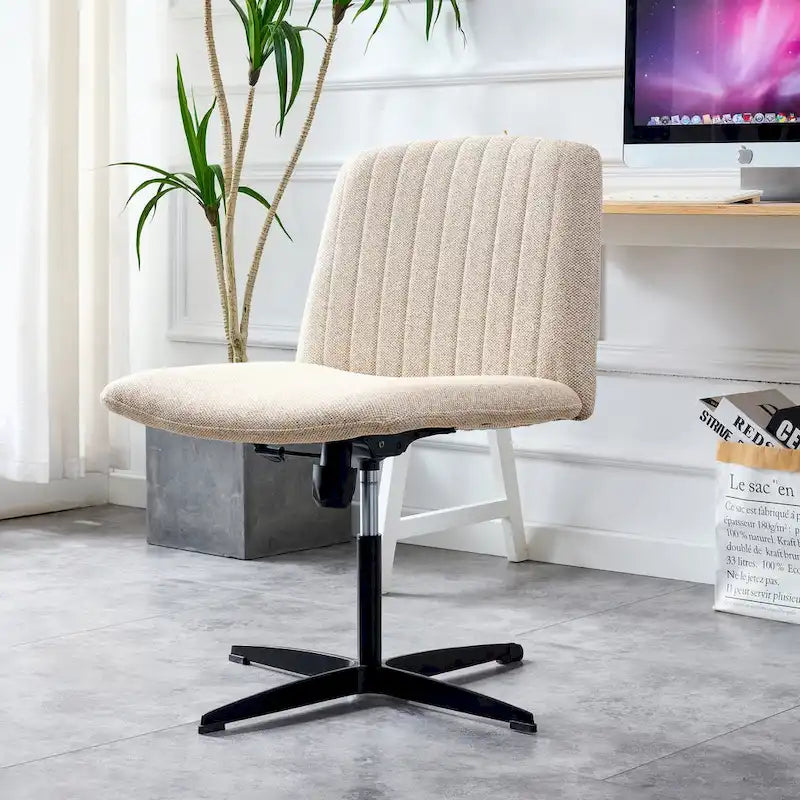 Chaise de bureau pivotante sans accoudoirs ergonomique avec dossier rayé à hauteur réglable
