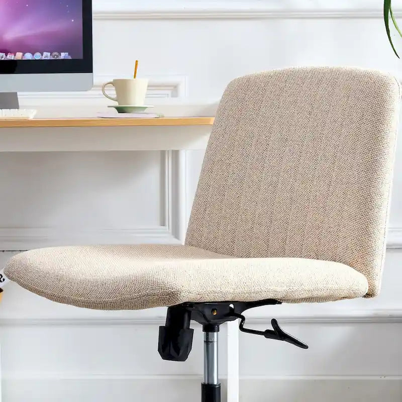 Chaise de bureau pivotante sans accoudoirs ergonomique avec dossier rayé à hauteur réglable