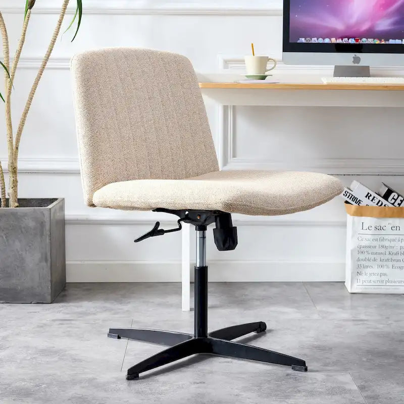 Chaise de bureau pivotante sans accoudoirs ergonomique avec dossier rayé à hauteur réglable