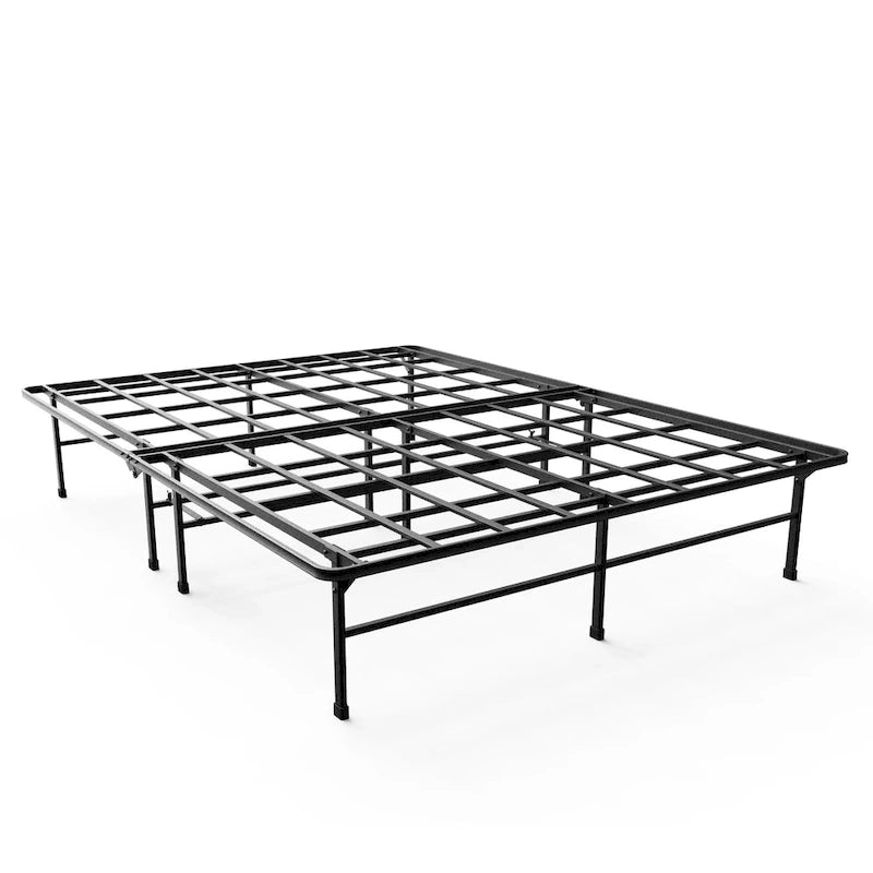 Cadre de lit plateforme en acier robuste avec rangement sous le lit, 14 pouces, noir
