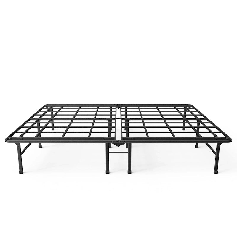 Cadre de lit plateforme en acier robuste avec rangement sous le lit, 14 pouces, noir