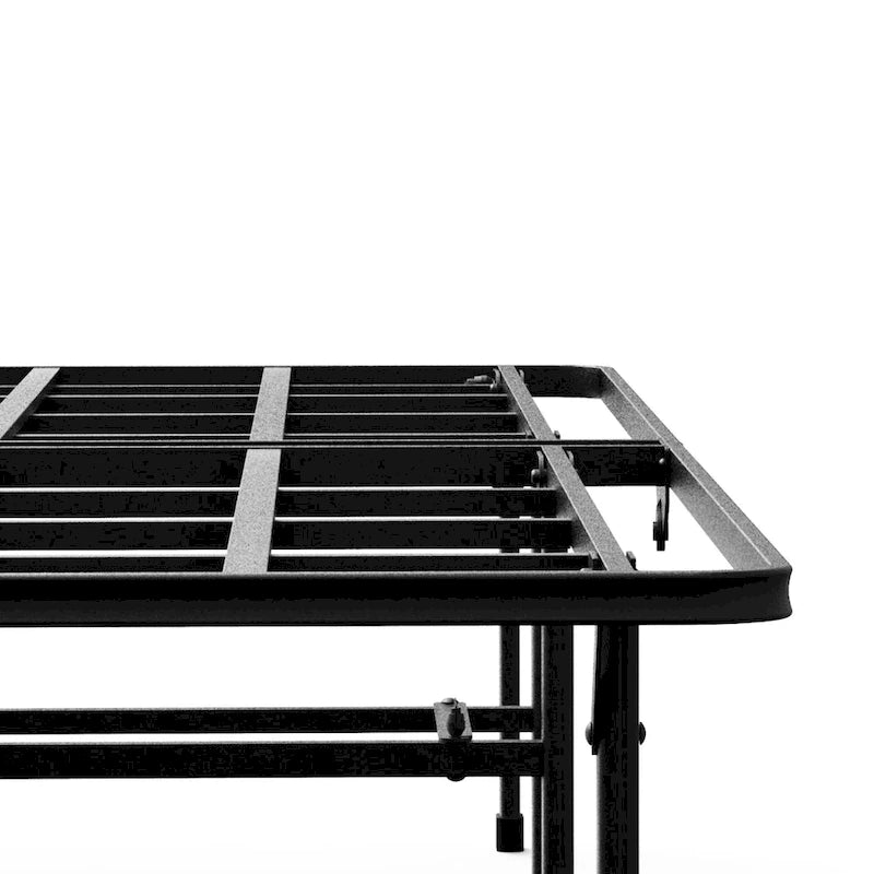 Cadre de lit plateforme en acier robuste avec rangement sous le lit, 14 pouces, noir