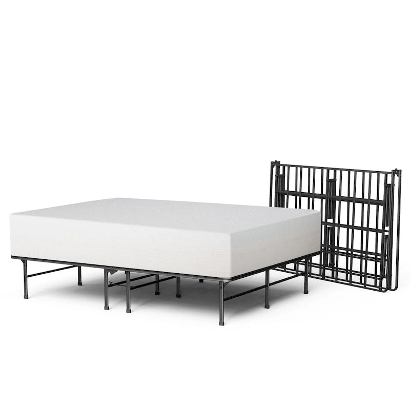 Cadre de lit plateforme en acier robuste avec rangement sous le lit, 14 pouces, noir