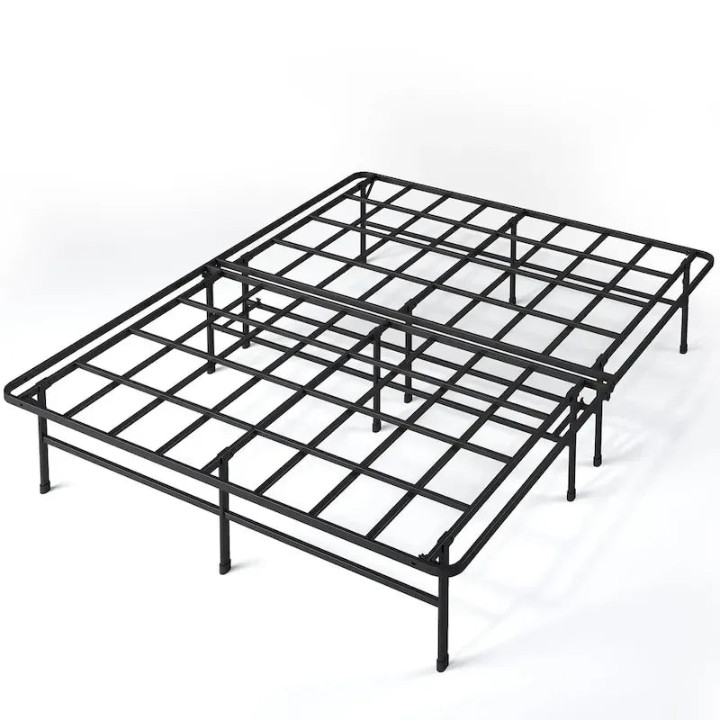 Cadre de lit plateforme en acier robuste avec rangement sous le lit, 14 pouces, noir