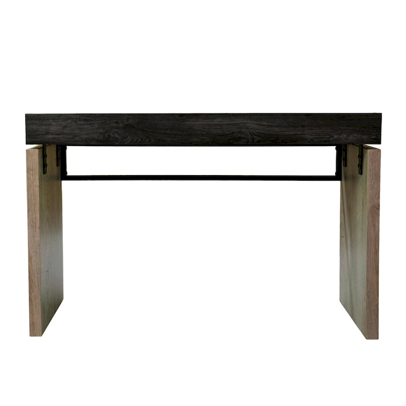 Bureau d'écriture bicolore noir et bois naturel style ferme moderne pour bureau à domicile
