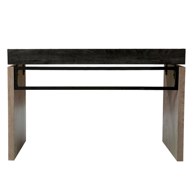 Bureau d'écriture bicolore noir et bois naturel style ferme moderne pour bureau à domicile