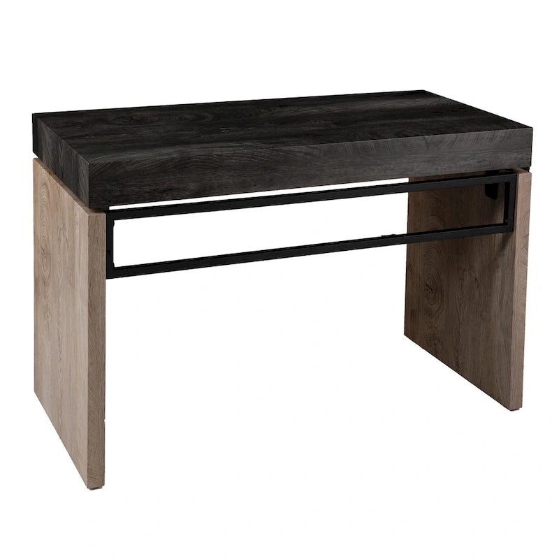 Bureau d'écriture bicolore noir et bois naturel style ferme moderne pour bureau à domicile
