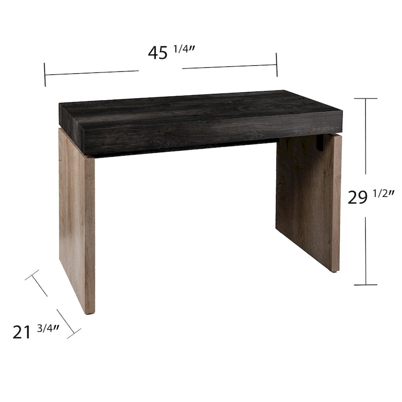Bureau d'écriture bicolore noir et bois naturel style ferme moderne pour bureau à domicile