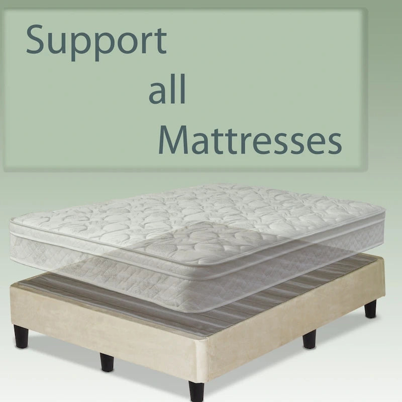 Cadre de lit plateforme beige profil bas 13 pouces avec support à lattes en bois