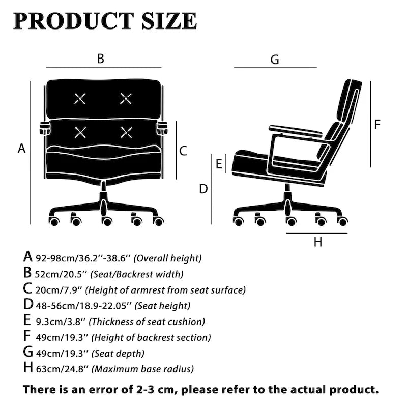 Fauteuil de bureau ergonomique en cuir capitonné à dossier mi-haut avec accoudoirs chromés