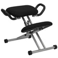 Chaise ergonomique à genoux en tissu noir avec poignées rembourrées et roulettes