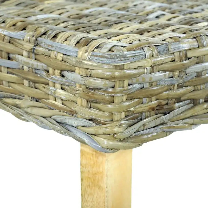 Banc en rotin naturel Kubu avec pieds en manguier massif marron