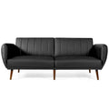 Canapé-lit futon convertible en similicuir PU noir avec dossier divisé réglable