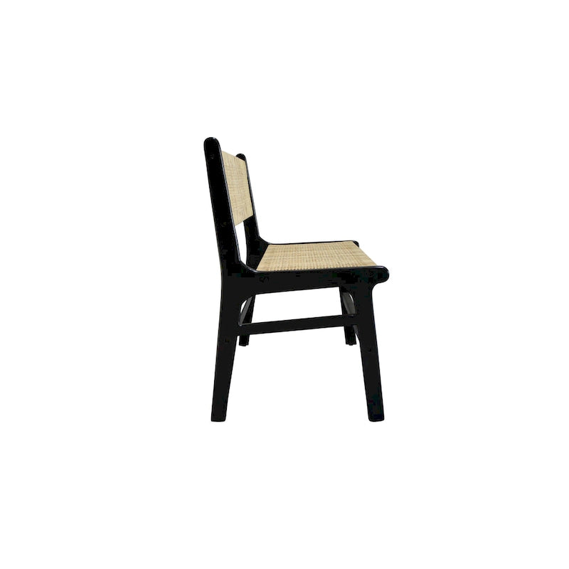 Banc avec assise en rotin tressé et dossier en bois massif Caramel Naturel