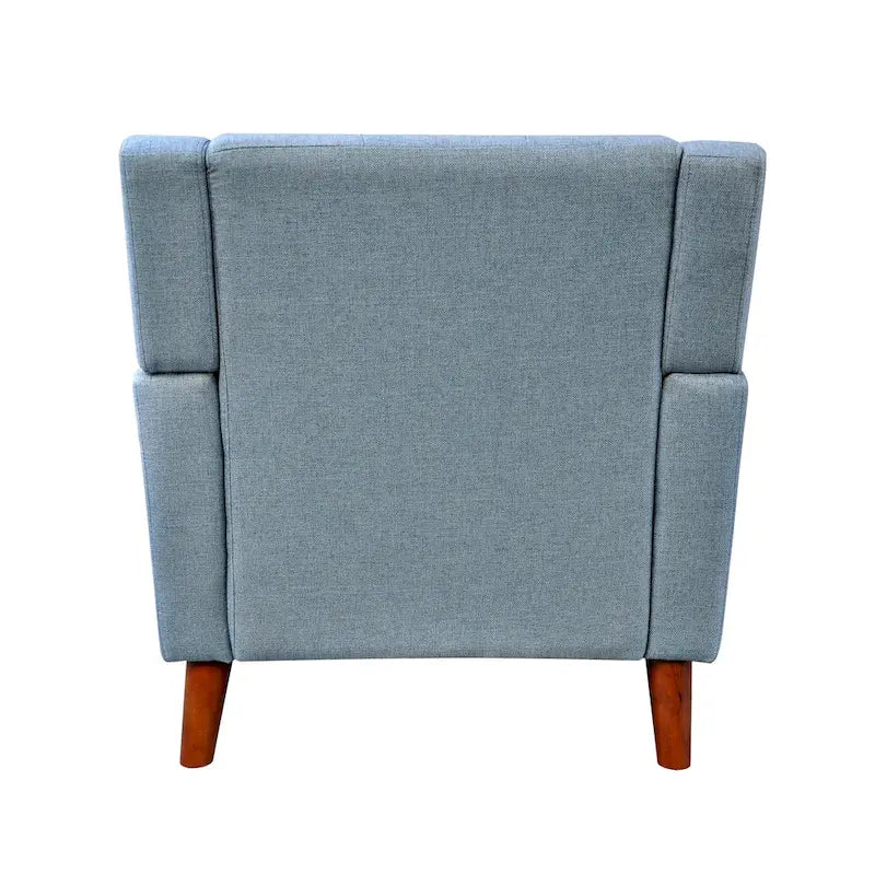 Fauteuil d'appoint capitonné avec pieds en bois massif bleu beige