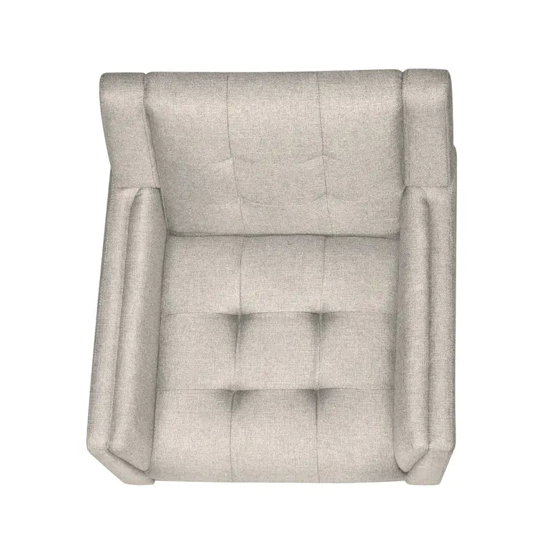 Fauteuil d'appoint capitonné avec pieds en bois massif bleu beige