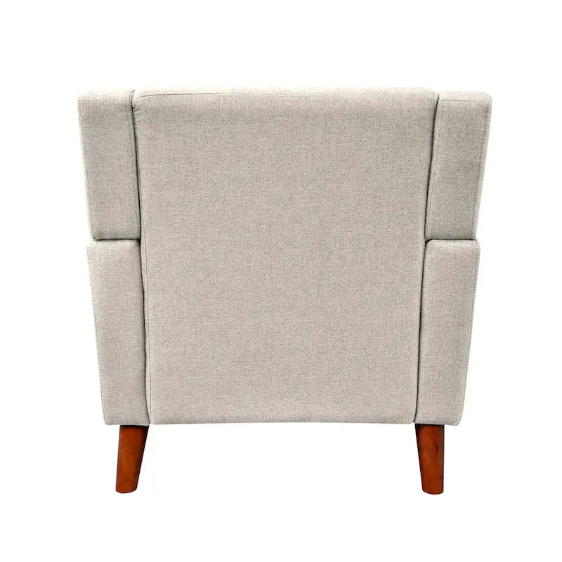 Fauteuil d'appoint capitonné avec pieds en bois massif bleu beige