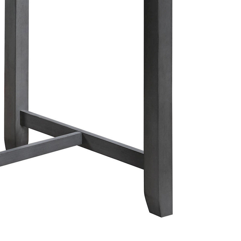 Table de salle à manger haute et compacte avec étagères ouvertes et port USB, grise
