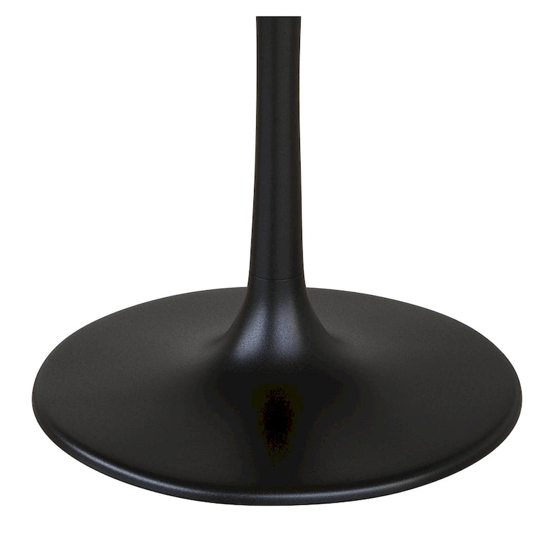 Table à manger ronde en marbre avec pied piédestal en acier noir, gris et noir