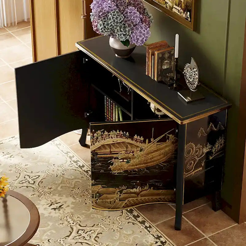 51.18 Sideboard Pure handcrafted vintage painted double sliding door partition storage entryway decorative cabinet