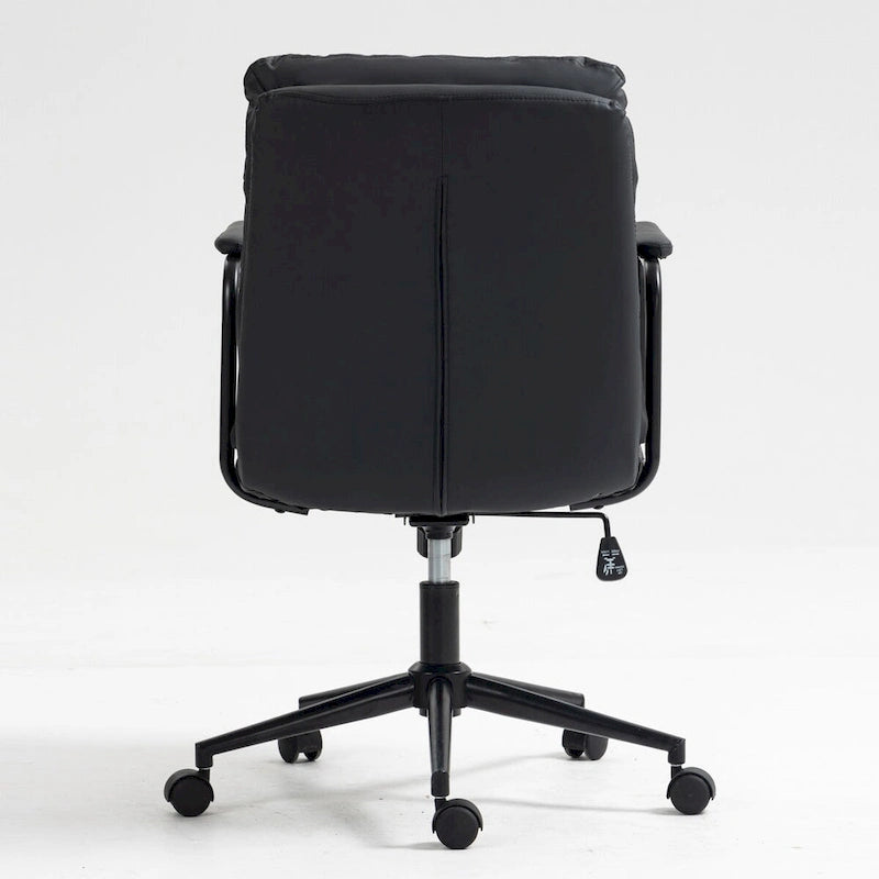 Chaise de bureau pivotante en similicuir avec accoudoirs rembourrés et hauteur réglable, Noir et Marron