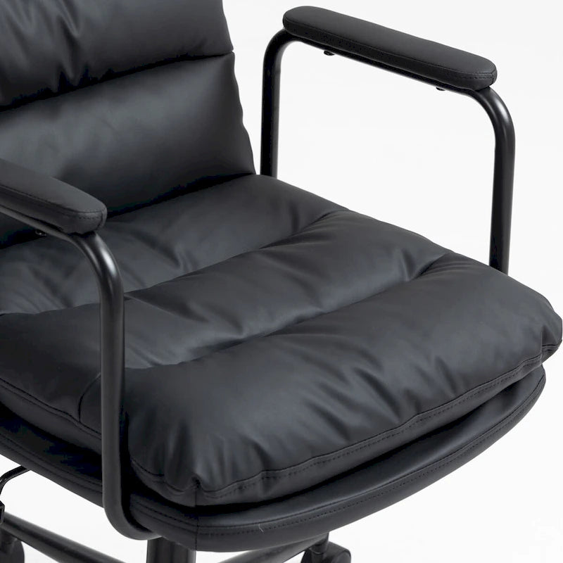 Chaise de bureau pivotante en similicuir avec accoudoirs rembourrés et hauteur réglable, Noir et Marron
